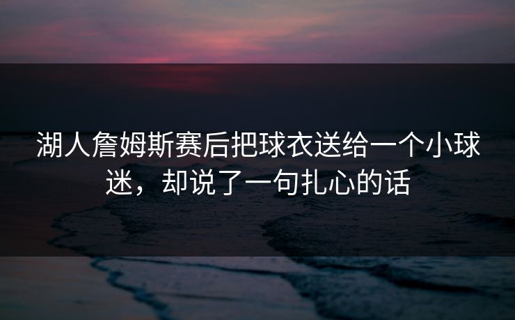 湖人詹姆斯赛后把球衣送给一个小球迷，却说了一句扎心的话
